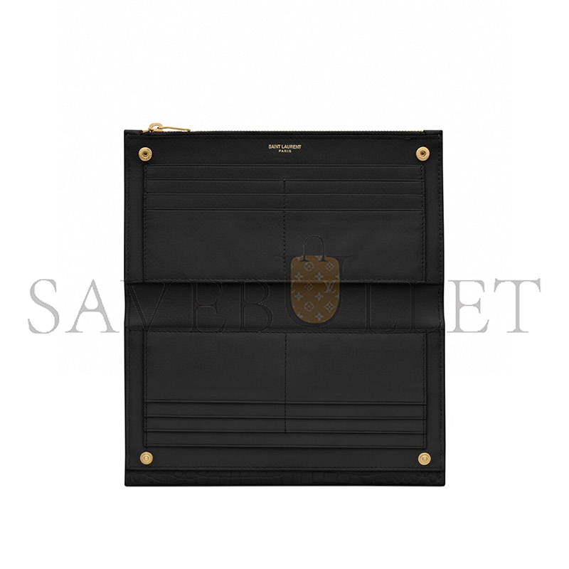 YSL UPTOWN POUCH IN CROCODILE-EMBOSSED SHINY LEATHER 582124DND1J1000 (21.5*12*2.5cm)